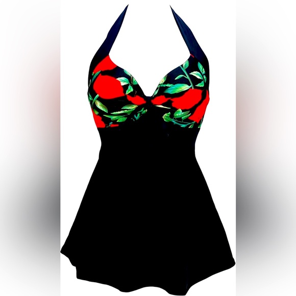 Roses Pin Up style Swim Dress - Picture 1 of 7